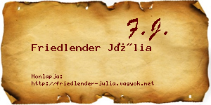 Friedlender Júlia névjegykártya